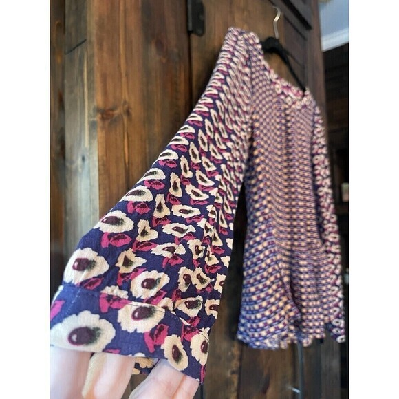 Anthropologie Maeve Purple Multicolor Cheyenne Peplum Top Small - Picture 4 of 7